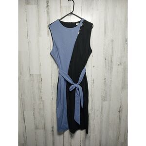 Jasambac Women's 2XL Blue Black Midi Dress